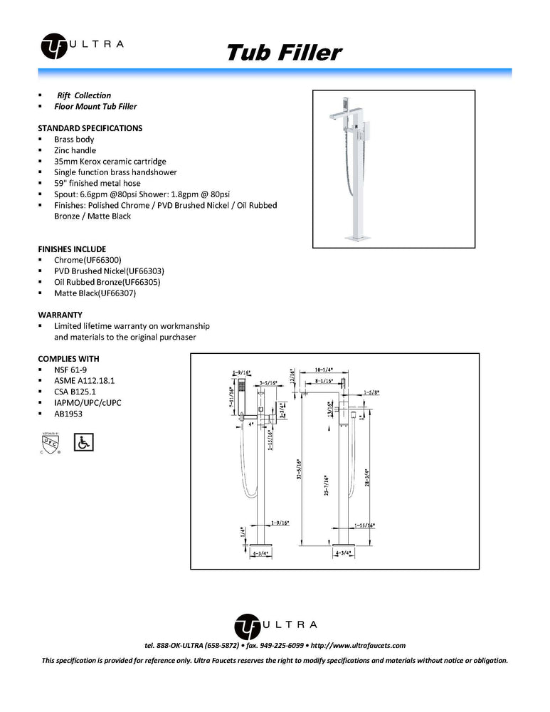 
                  
                    Malibu Rift Floor Mount Tub Filler with Hand-Shower
                  
                