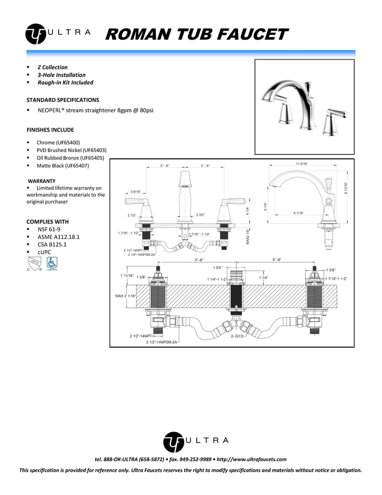 
                  
                    Malibu Two-Handle Roman Tub Faucet
                  
                